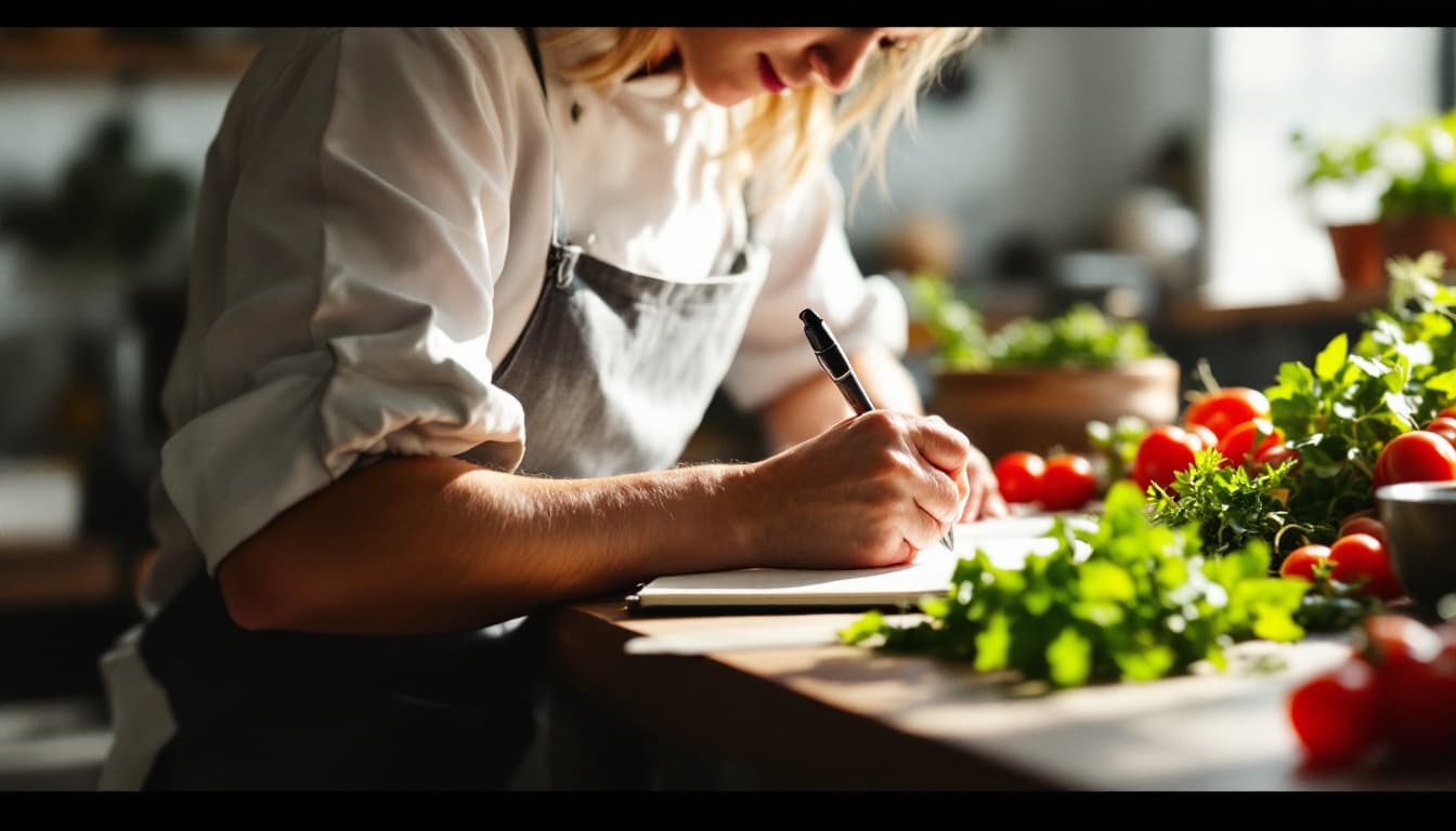 A chef writing the day's specials