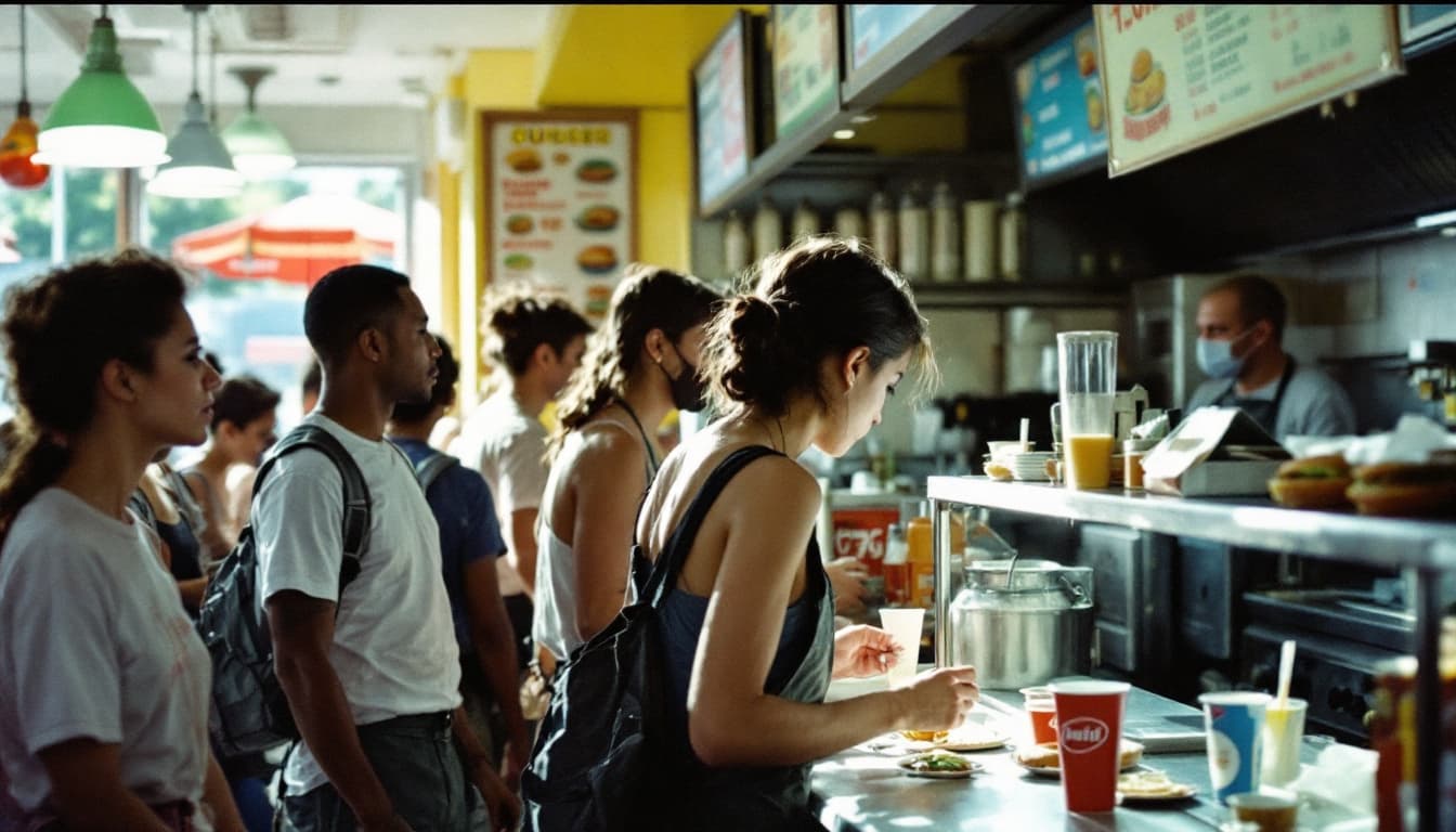 Lunch rush at a quick-service counter